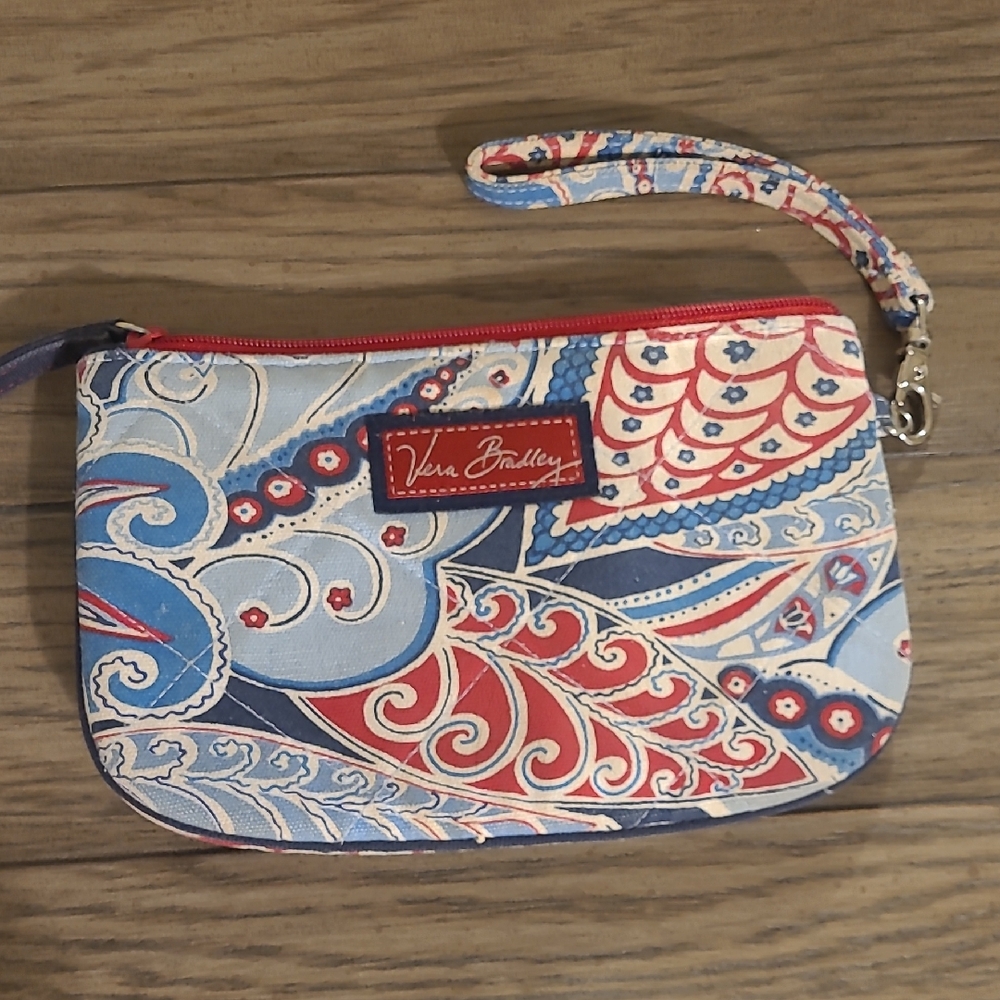 Vera Bradley Red and Blue Patterned Wristlet